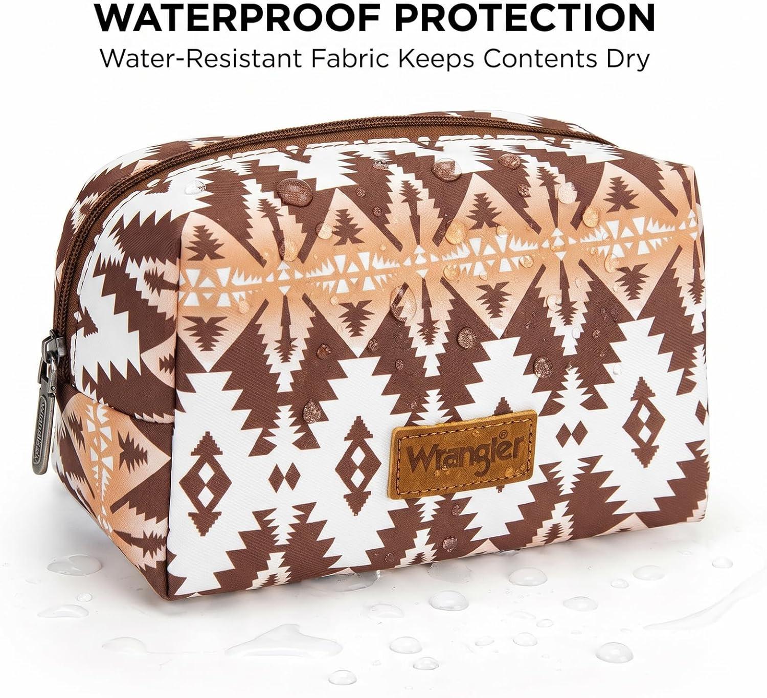 imageMontana West X Wrangler Travel Makeup Bag Portable Cosmetic Bag Makeup Pouch for Women Large Capacity Toiletry BagCoffee