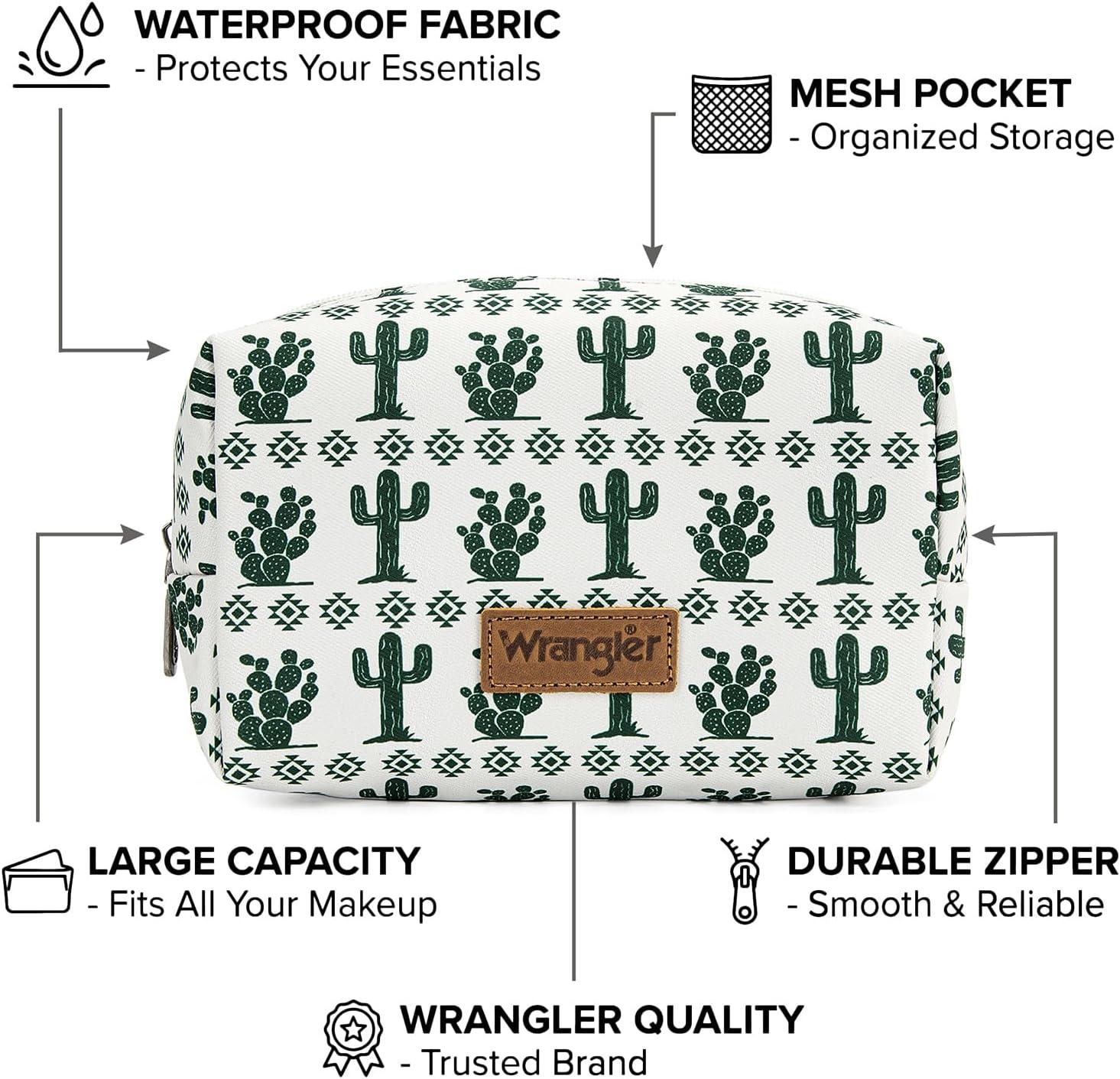 imageMontana West X Wrangler Travel Makeup Bag Portable Cosmetic Bag Makeup Pouch for Women Large Capacity Toiletry BagGreen