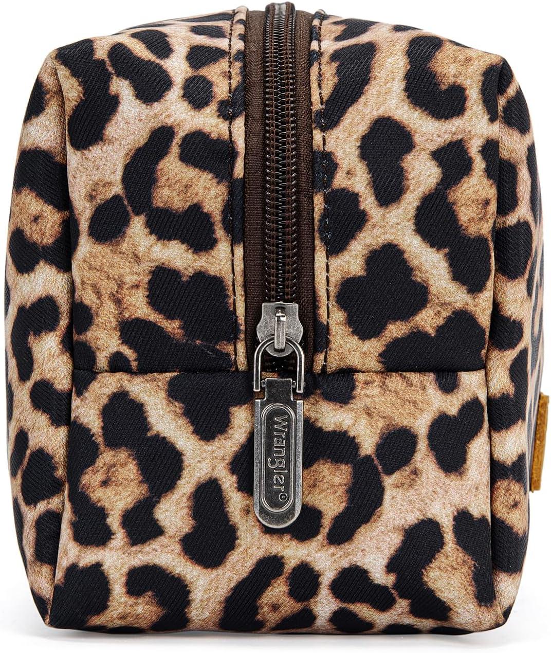 imageMontana West X Wrangler Travel Makeup Bag Portable Cosmetic Bag Makeup Pouch for Women Large Capacity Toiletry BagLeopard