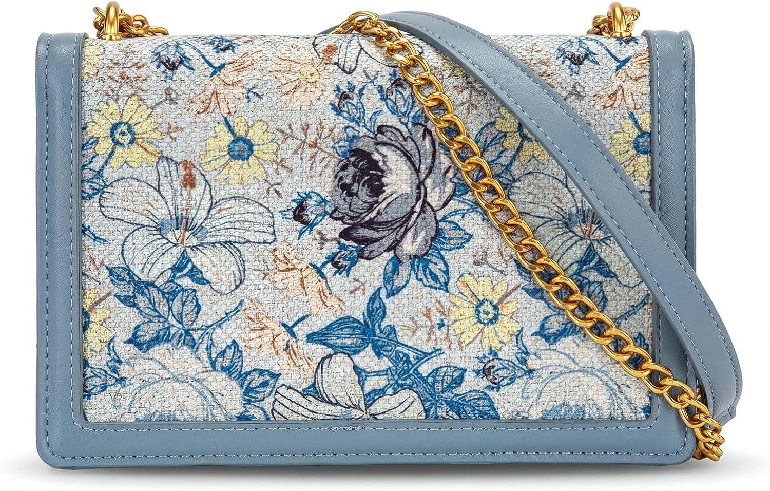 imageWrangler Flap Shoulder Bag for Women Vintage Floral Tooled Crossbody Purse with Chain StrapFloraljean