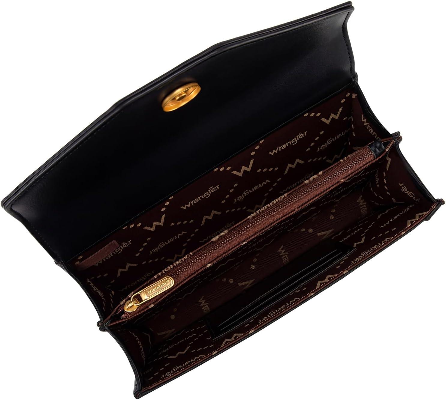 imageWrangler Flap Shoulder Bag for Women Vintage Floral Tooled Crossbody Purse with Chain StrapFloraljet Black