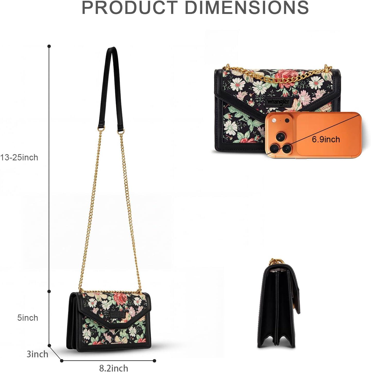 imageWrangler Flap Shoulder Bag for Women Vintage Floral Tooled Crossbody Purse with Chain StrapFloraljet Black