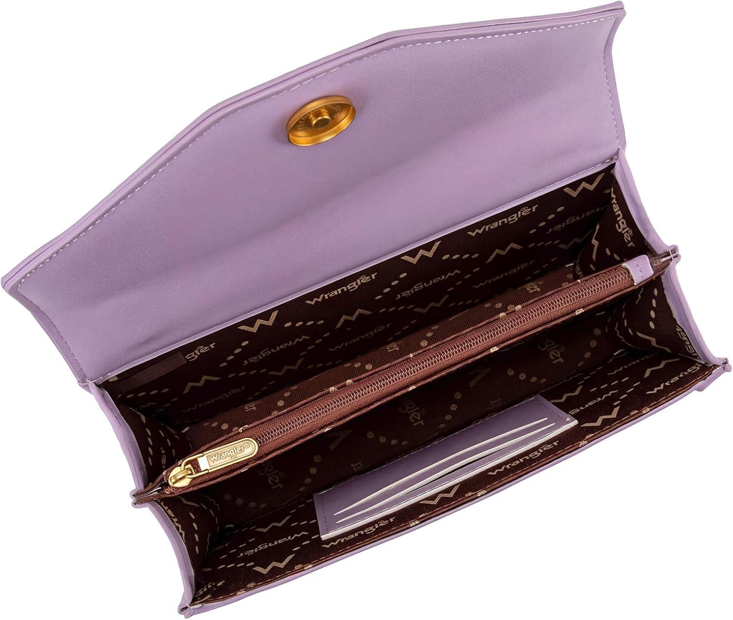 imageWrangler Flap Shoulder Bag for Women Vintage Floral Tooled Crossbody Purse with Chain StrapFlorallight Purple