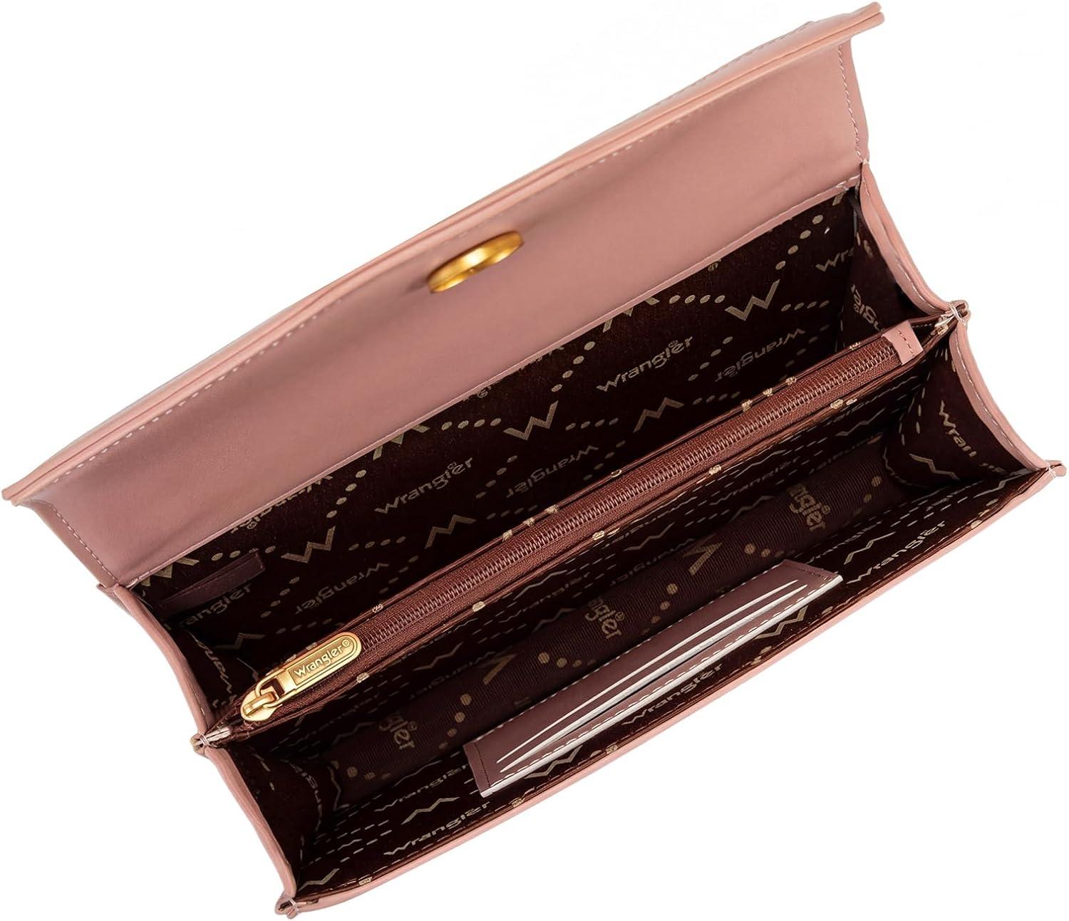 imageWrangler Flap Shoulder Bag for Women Vintage Floral Tooled Crossbody Purse with Chain StrapFloralpink