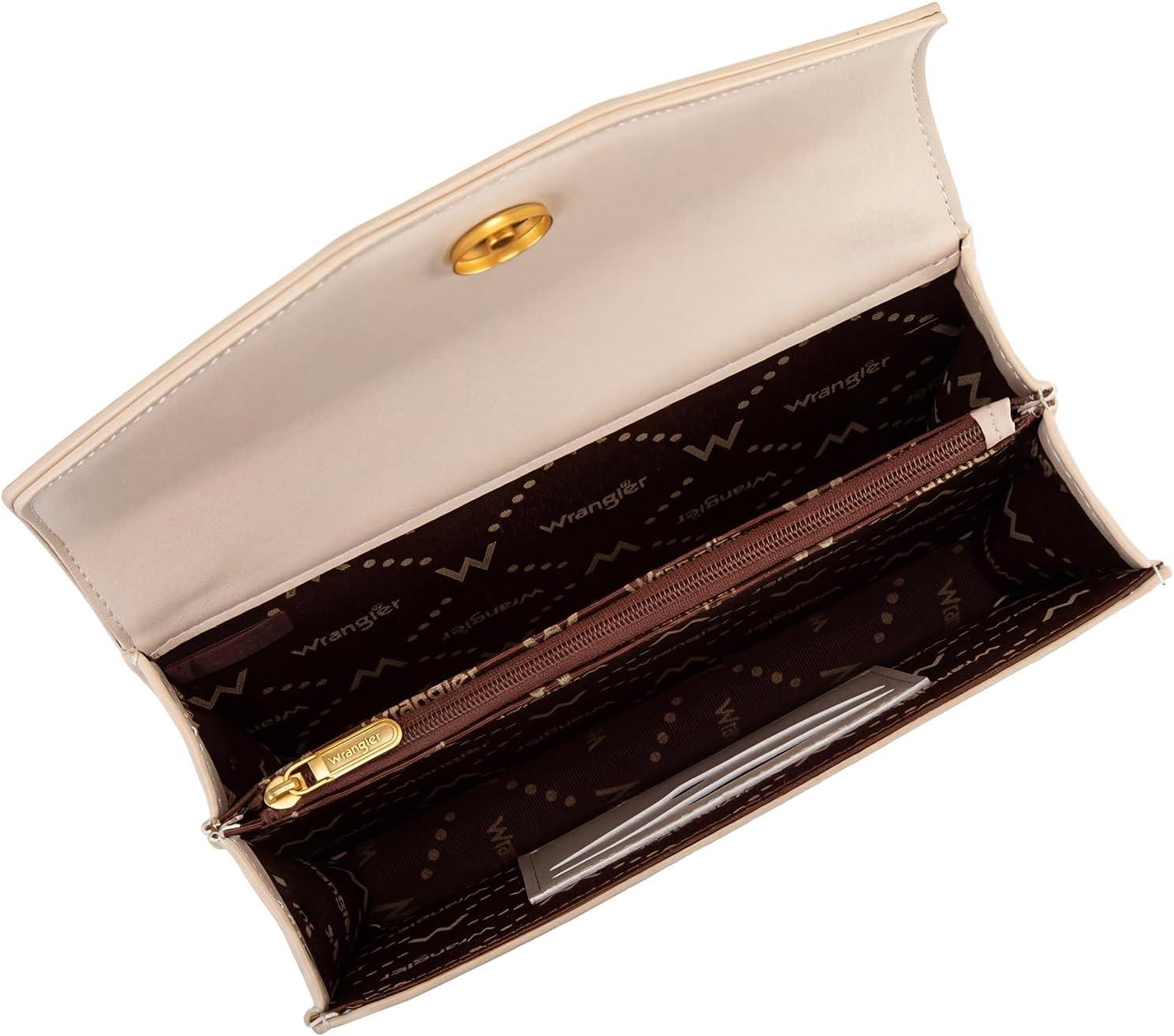 imageWrangler Flap Shoulder Bag for Women Vintage Floral Tooled Crossbody Purse with Chain StrapFloraltan