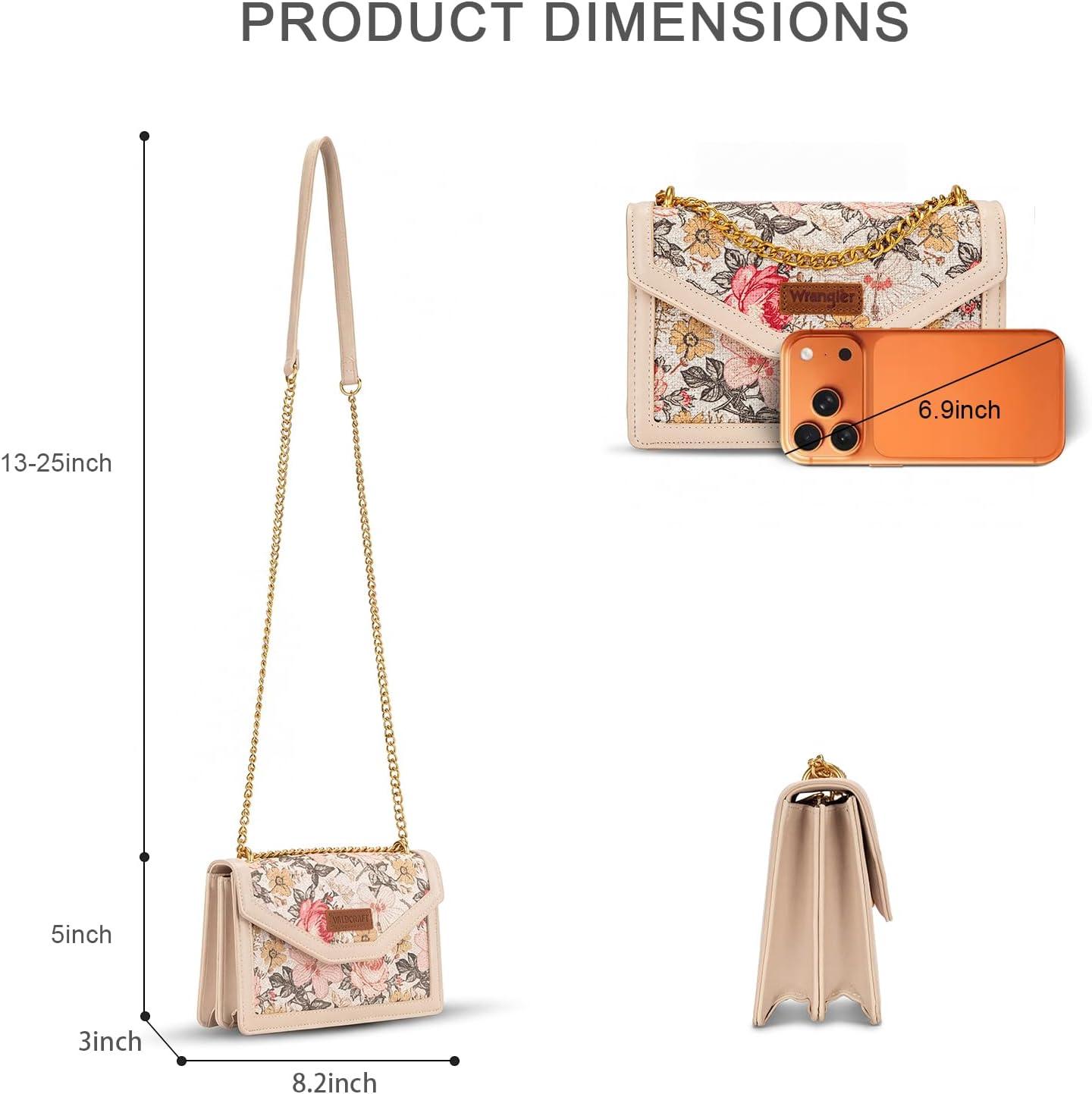 imageWrangler Flap Shoulder Bag for Women Vintage Floral Tooled Crossbody Purse with Chain StrapFloraltan