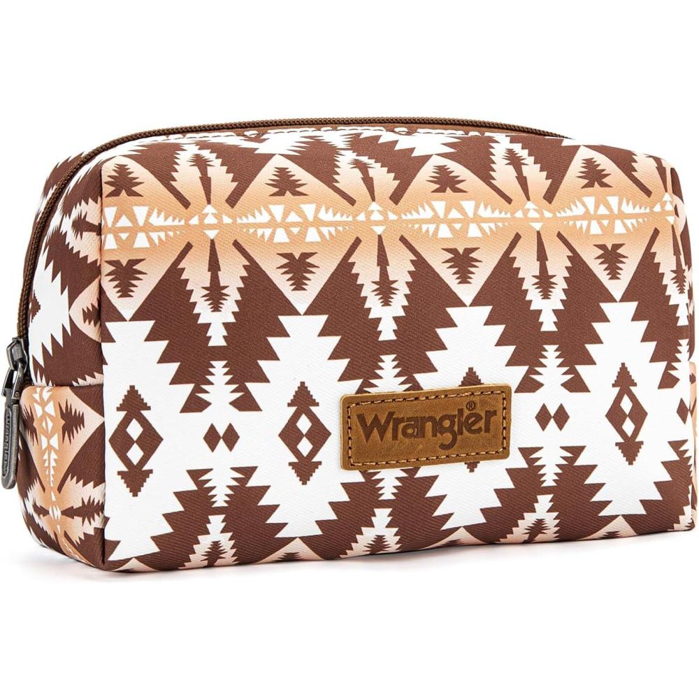 imageMontana West X Wrangler Travel Makeup Bag Portable Cosmetic Bag Makeup Pouch for Women Large Capacity Toiletry BagCoffee