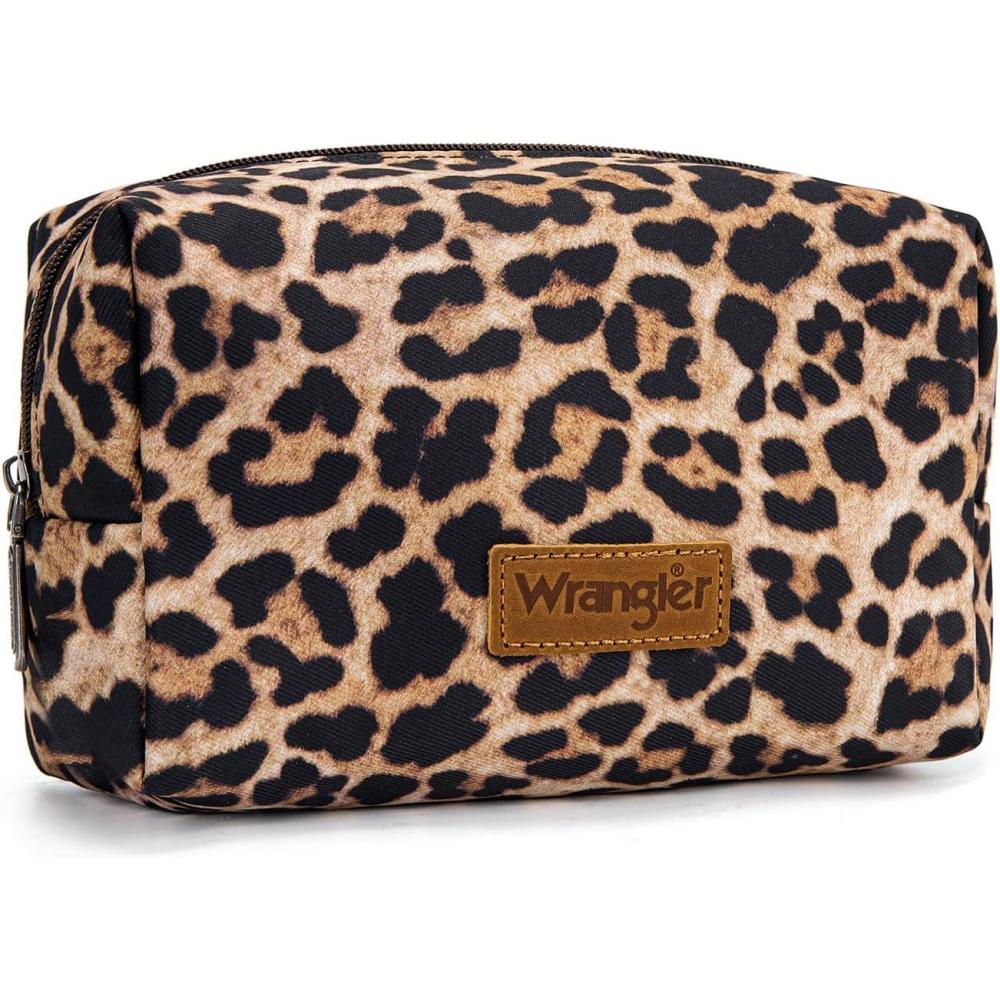 imageMontana West X Wrangler Travel Makeup Bag Portable Cosmetic Bag Makeup Pouch for Women Large Capacity Toiletry BagLeopard