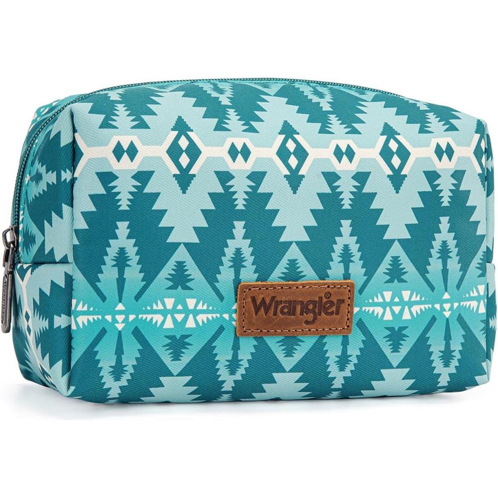 imageMontana West X Wrangler Travel Makeup Bag Portable Cosmetic Bag Makeup Pouch for Women Large Capacity Toiletry BagTurquoise
