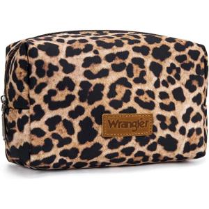Montana West X Wrangler Travel Makeup Bag Portable Cosmetic Bag Makeup Pouch for Women Large Capacity Toiletry Bag(Leopard)
