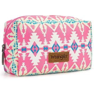 Montana West X Wrangler Travel Makeup Bag Portable Cosmetic Bag Makeup Pouch for Women Large Capacity Toiletry Bag(Pink)