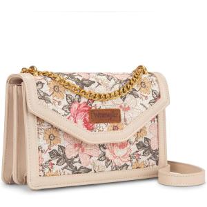 Wrangler Flap Shoulder Bag for Women Vintage Floral Tooled Crossbody Purse with Chain Strap(Floral-tan)
