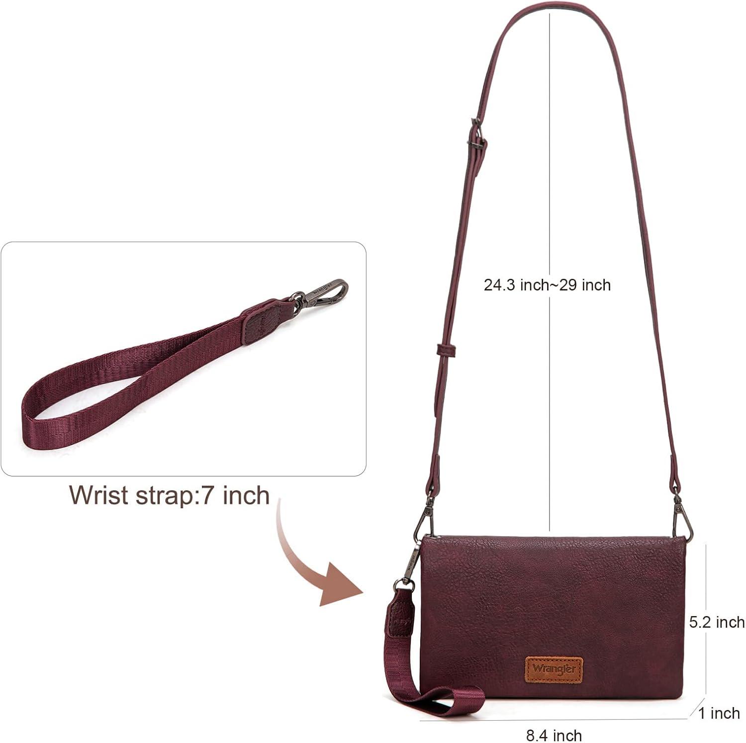 imageWrangler Crossbody Wallet Women Black Sunflower Daisy Wallets RFID Blocking Bifold Clutch Small Purse with Crossbody Strap WG17640011BKBburgundy