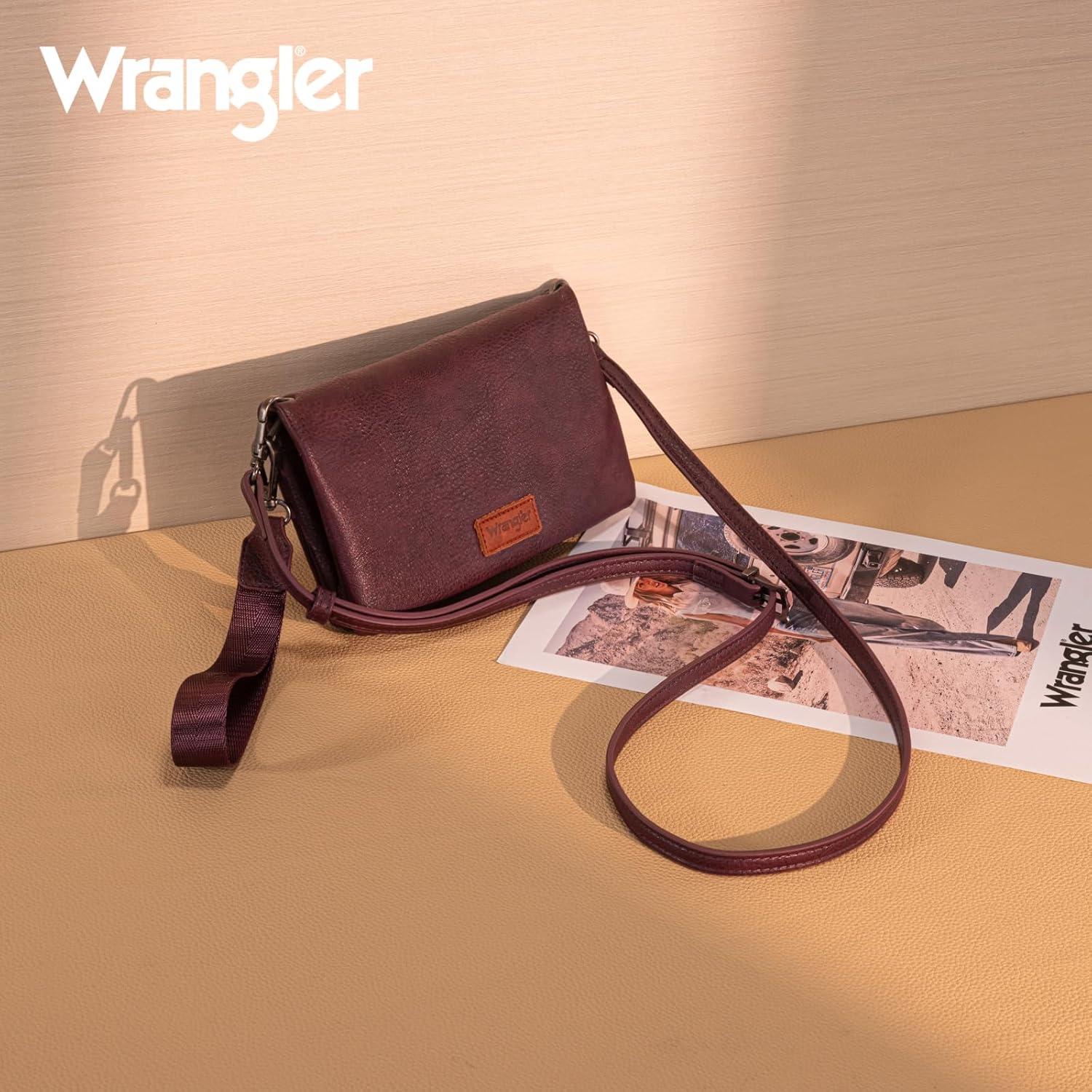 imageWrangler Crossbody Wallet Women Black Sunflower Daisy Wallets RFID Blocking Bifold Clutch Small Purse with Crossbody Strap WG17640011BKBburgundy