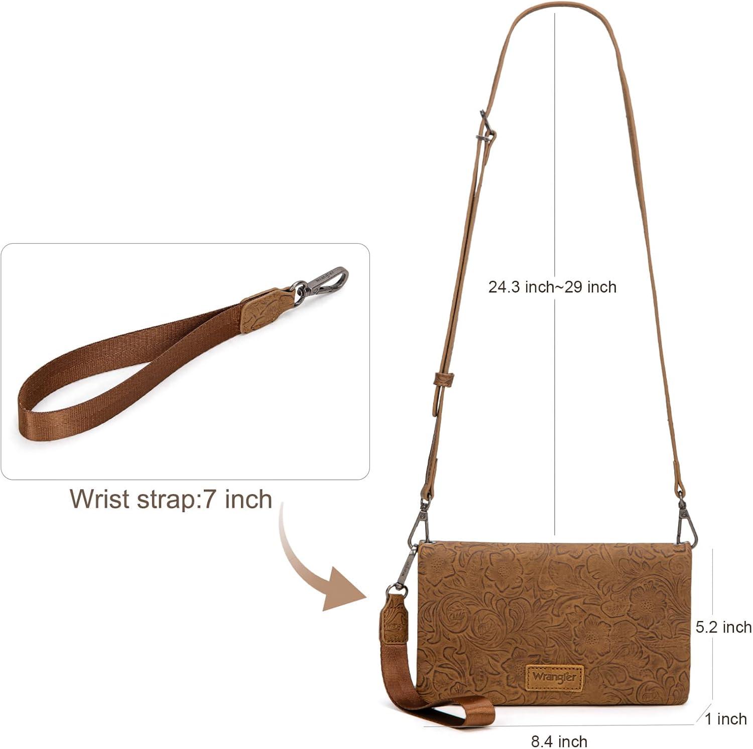 imageWrangler Crossbody Wallet Women Black Sunflower Daisy Wallets RFID Blocking Bifold Clutch Small Purse with Crossbody Strap WG17640011BKBlight Brown