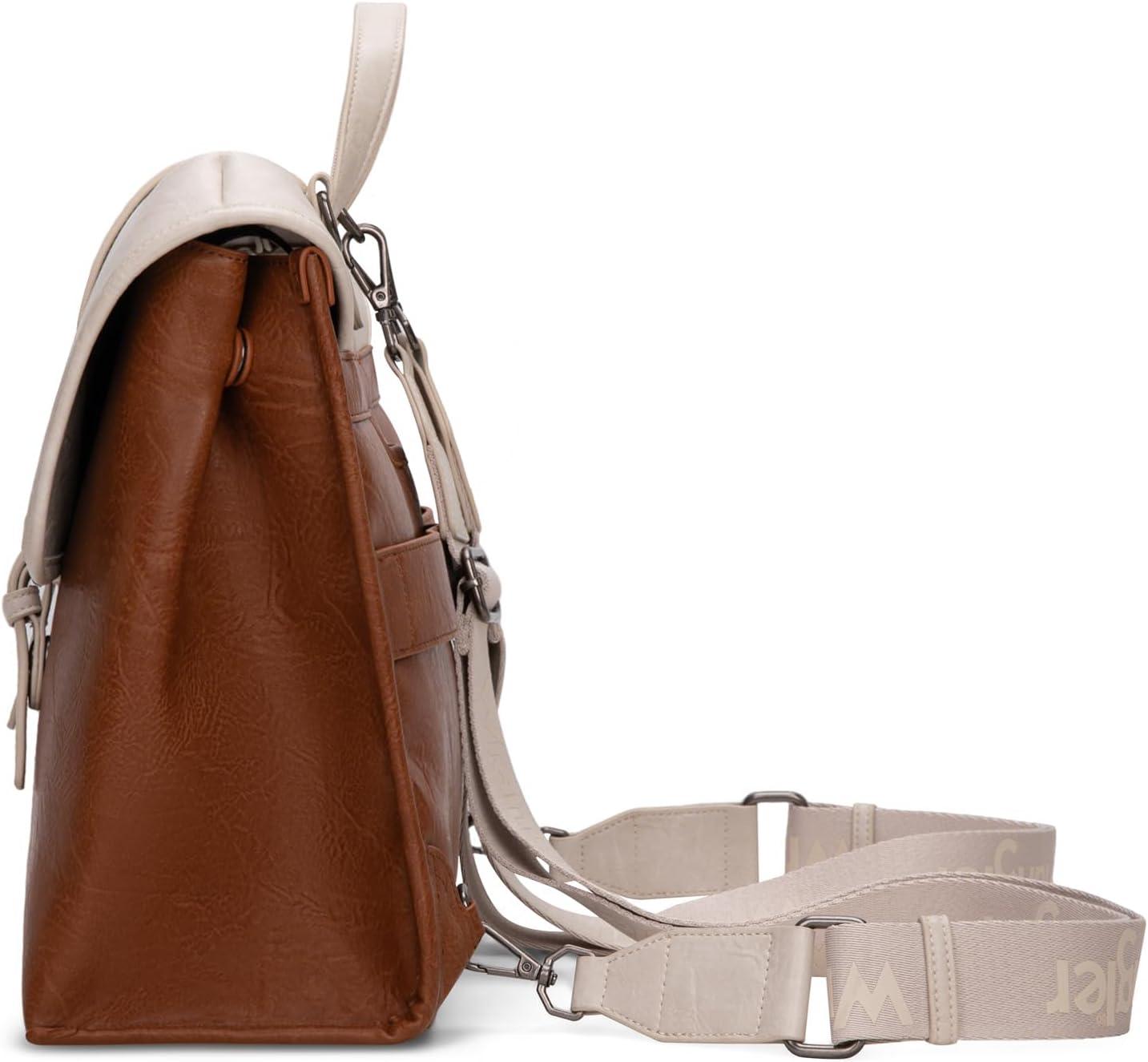 imageWrangler Laptop Bag for Women Messenger Bag Briefcase Computer Backpack Convertible Satchel BagBeige Brown