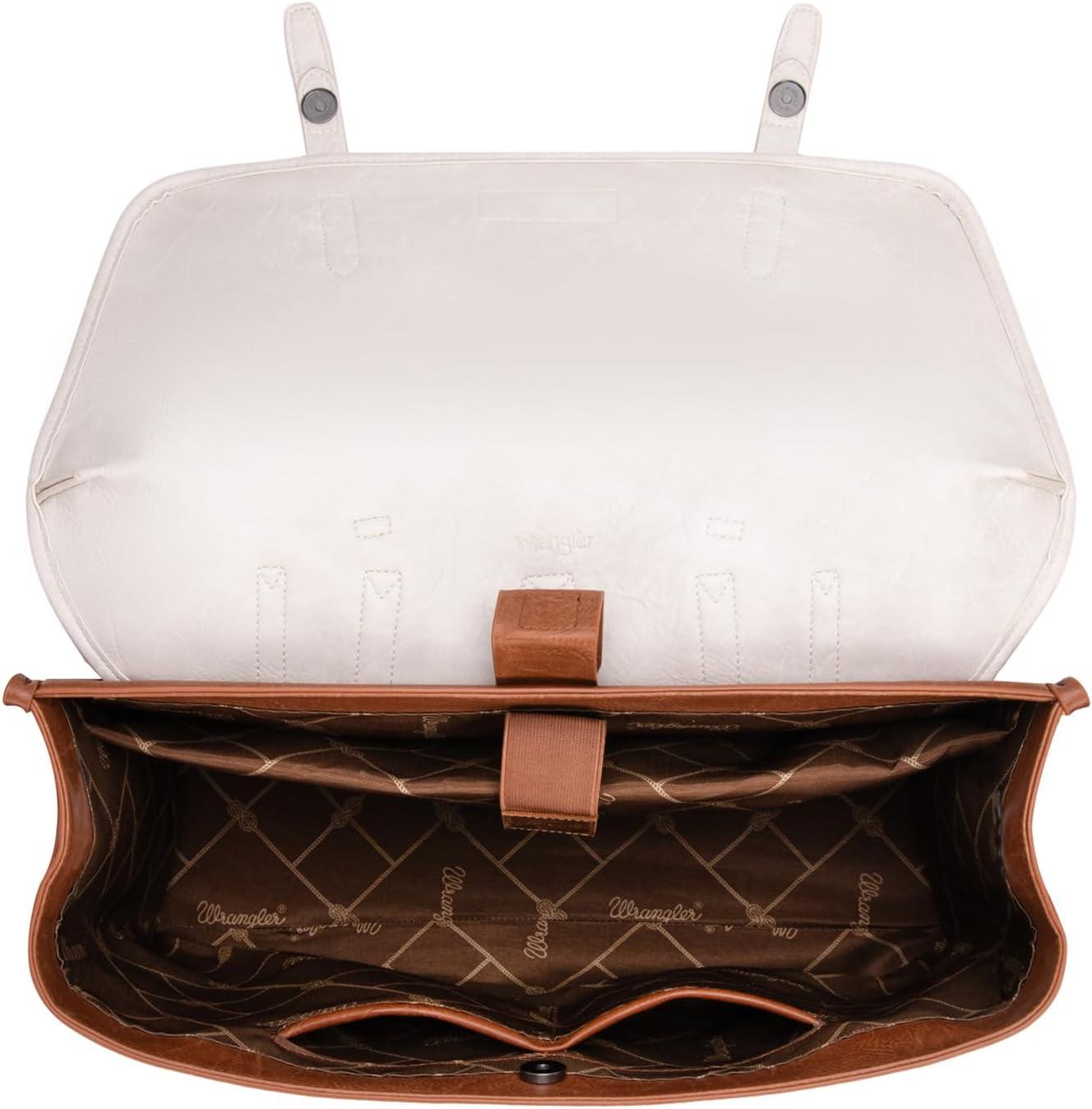 imageWrangler Laptop Bag for Women Messenger Bag Briefcase Computer Backpack Convertible Satchel BagBeige Brown