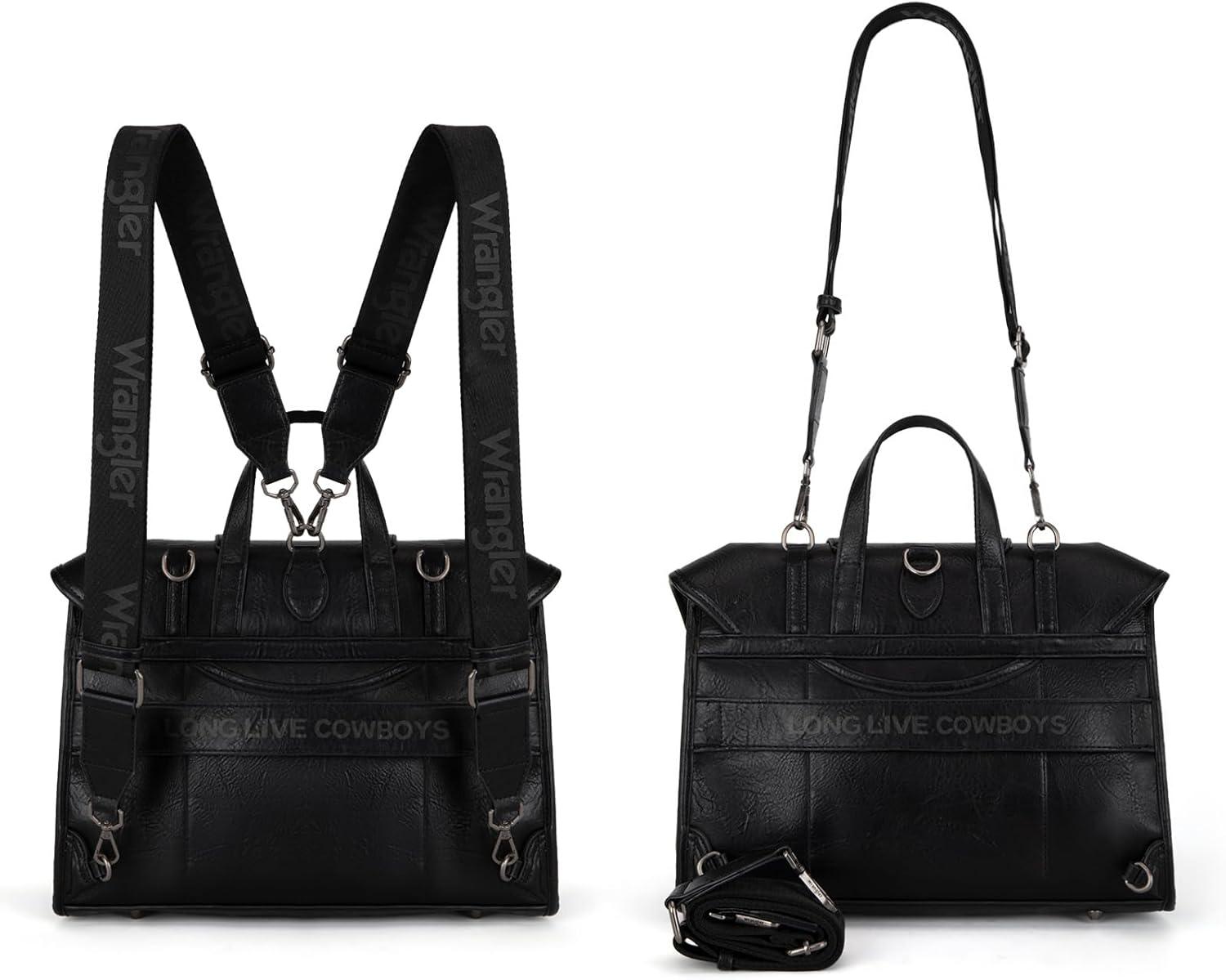 imageWrangler Laptop Bag for Women Messenger Bag Briefcase Computer Backpack Convertible Satchel BagBlack