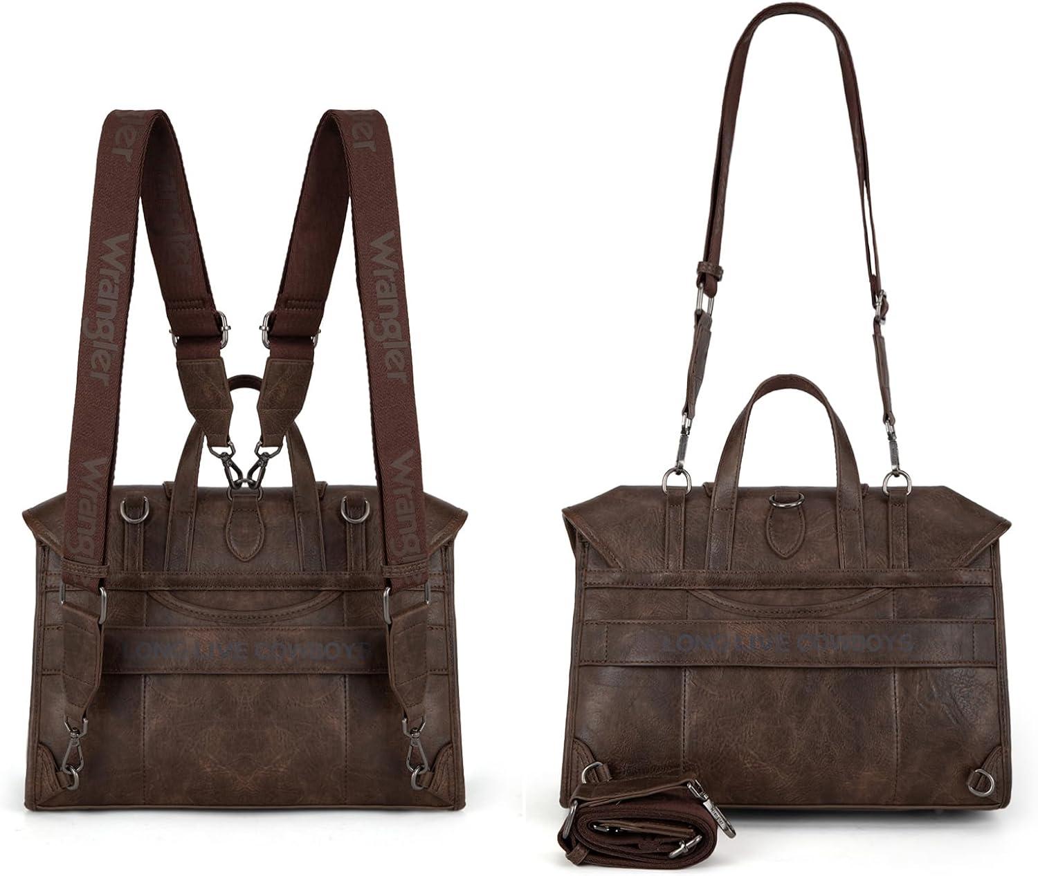 imageWrangler Laptop Bag for Women Messenger Bag Briefcase Computer Backpack Convertible Satchel BagCoffee