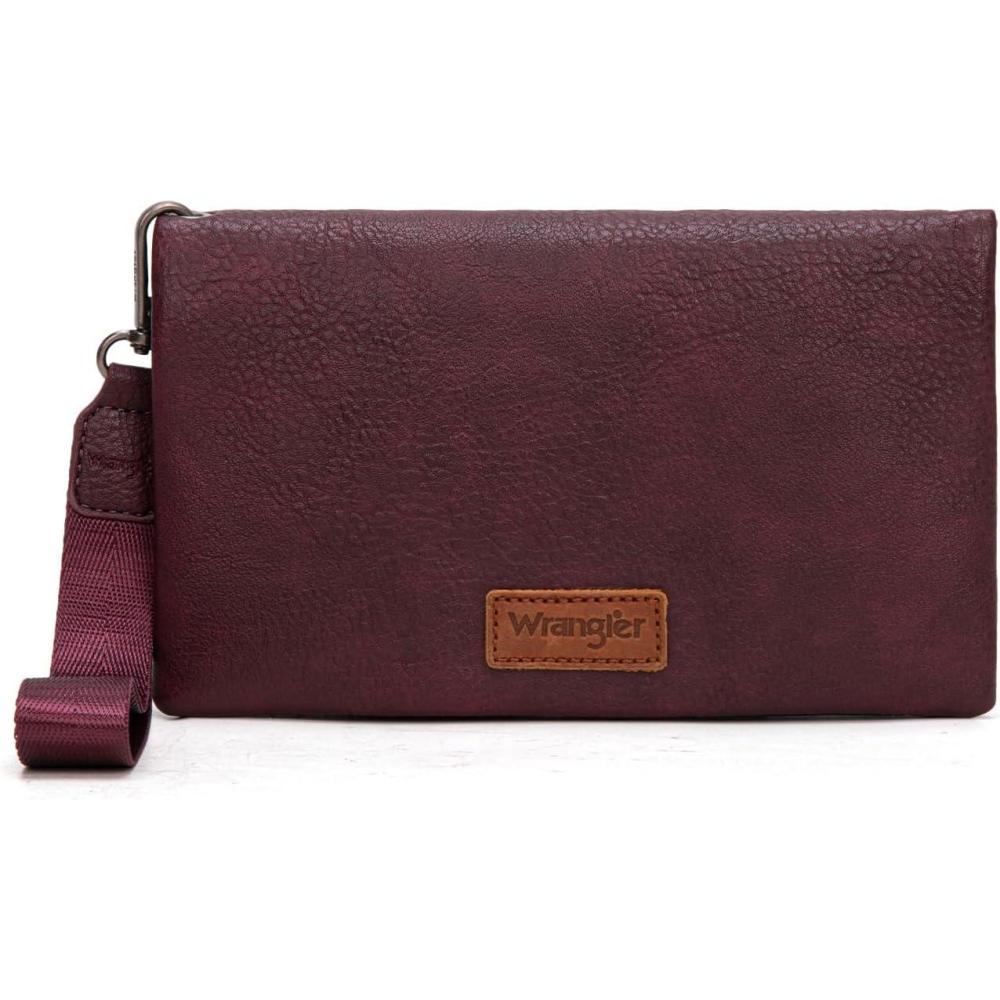 imageWrangler Crossbody Wallet Women Black Sunflower Daisy Wallets RFID Blocking Bifold Clutch Small Purse with Crossbody Strap WG17640011BKBburgundy