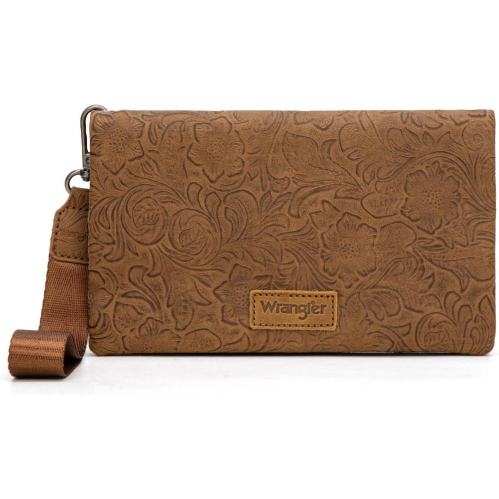 imageWrangler Crossbody Wallet Women Black Sunflower Daisy Wallets RFID Blocking Bifold Clutch Small Purse with Crossbody Strap WG17640011BKBlight Brown