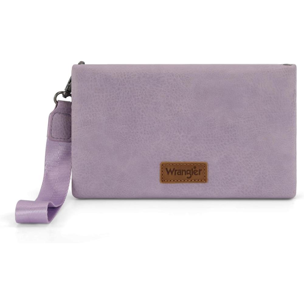 imageWrangler Crossbody Wallet Women Black Sunflower Daisy Wallets RFID Blocking Bifold Clutch Small Purse with Crossbody Strap WG17640011BKBlight Purple
