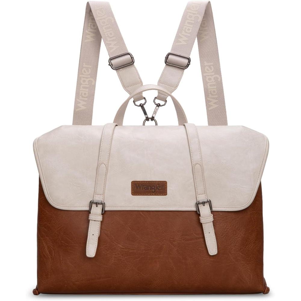imageWrangler Laptop Bag for Women Messenger Bag Briefcase Computer Backpack Convertible Satchel BagBeige Brown