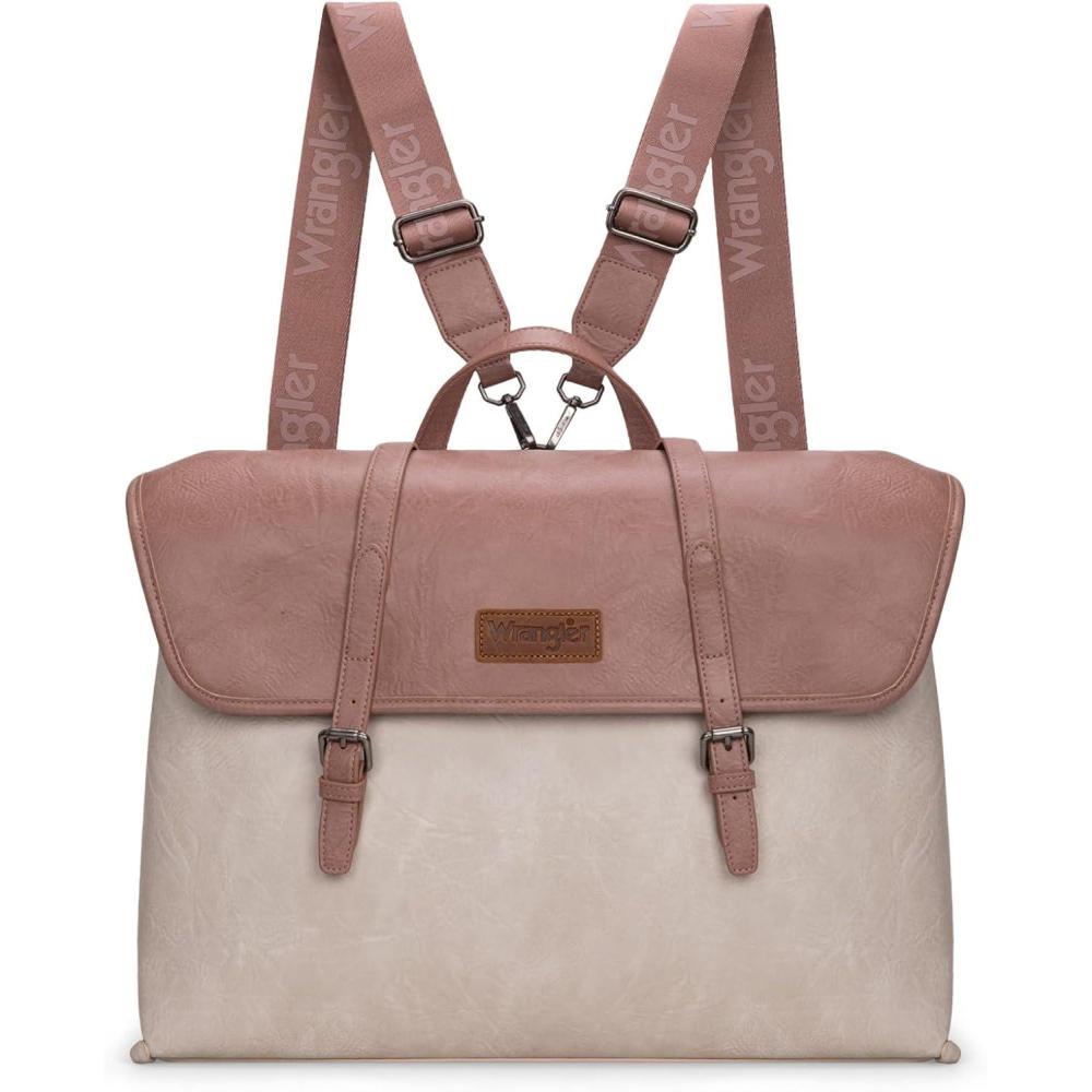 imageWrangler Laptop Bag for Women Messenger Bag Briefcase Computer Backpack Convertible Satchel BagBeige Purple