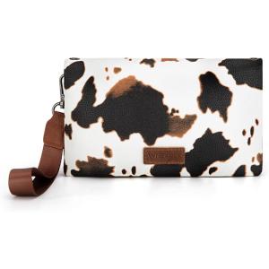 Wrangler Crossbody Wallet Women Black Sunflower Daisy Wallets RFID Blocking Bifold Clutch Small Purse with Crossbody Strap WG176-4001-1BK(A-cow Brown)