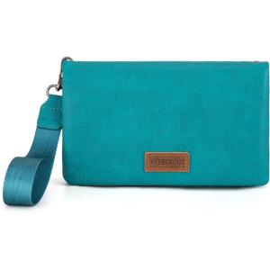 Wrangler Crossbody Wallet Women Black Sunflower Daisy Wallets RFID Blocking Bifold Clutch Small Purse with Crossbody Strap WG176-4001-1BK(B-turquoise)