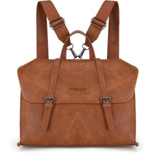 Wrangler Laptop Bag for Women Messenger Bag Briefcase Computer Backpack Convertible Satchel Bag(Brown)