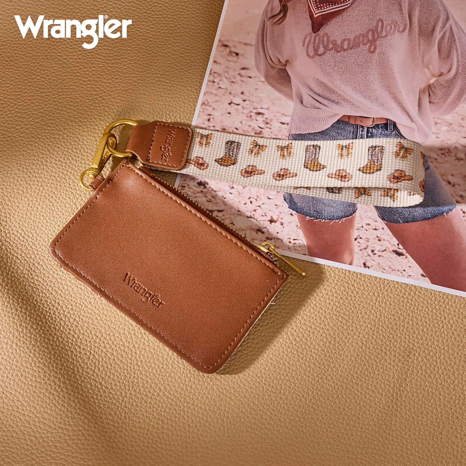 imageMontana West Wrangler Rodeo Icons Western Credit Card Holder Slim Womens Card Wallet with Keychain Wristlet Strap Coin Purse TanRodeo IconsTan