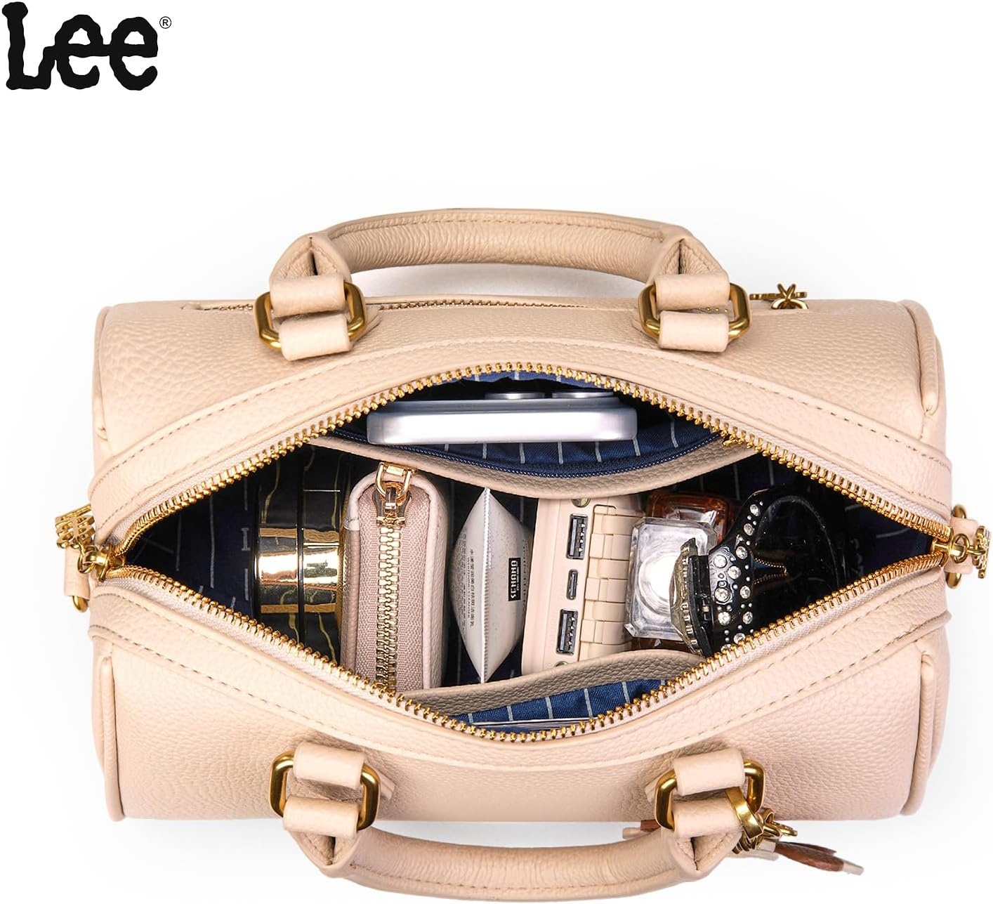 imageLee Satchel Purses for Women Small Top Handle Handbag Convertible Crossbody SatchelBeige