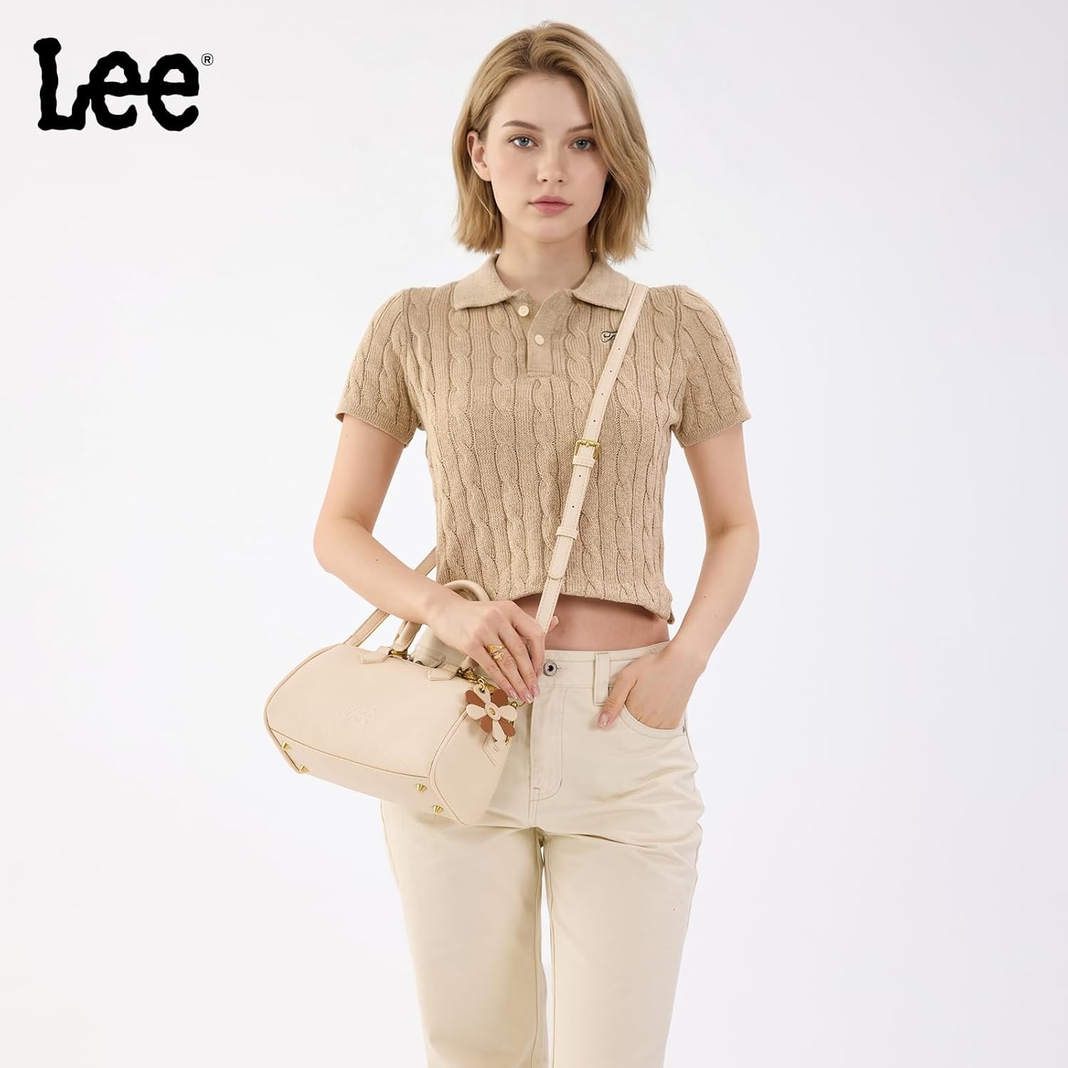 imageLee Satchel Purses for Women Small Top Handle Handbag Convertible Crossbody SatchelBeige