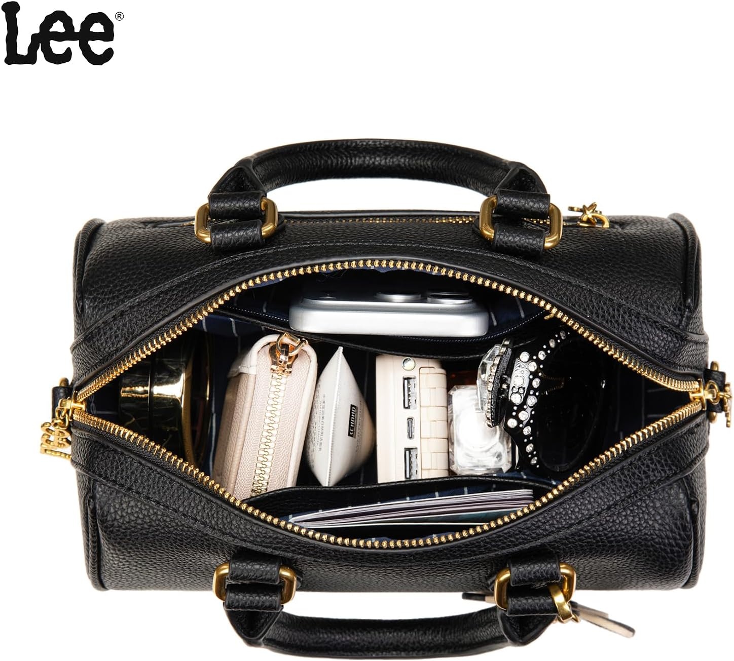imageLee Satchel Purses for Women Small Top Handle Handbag Convertible Crossbody SatchelBlack