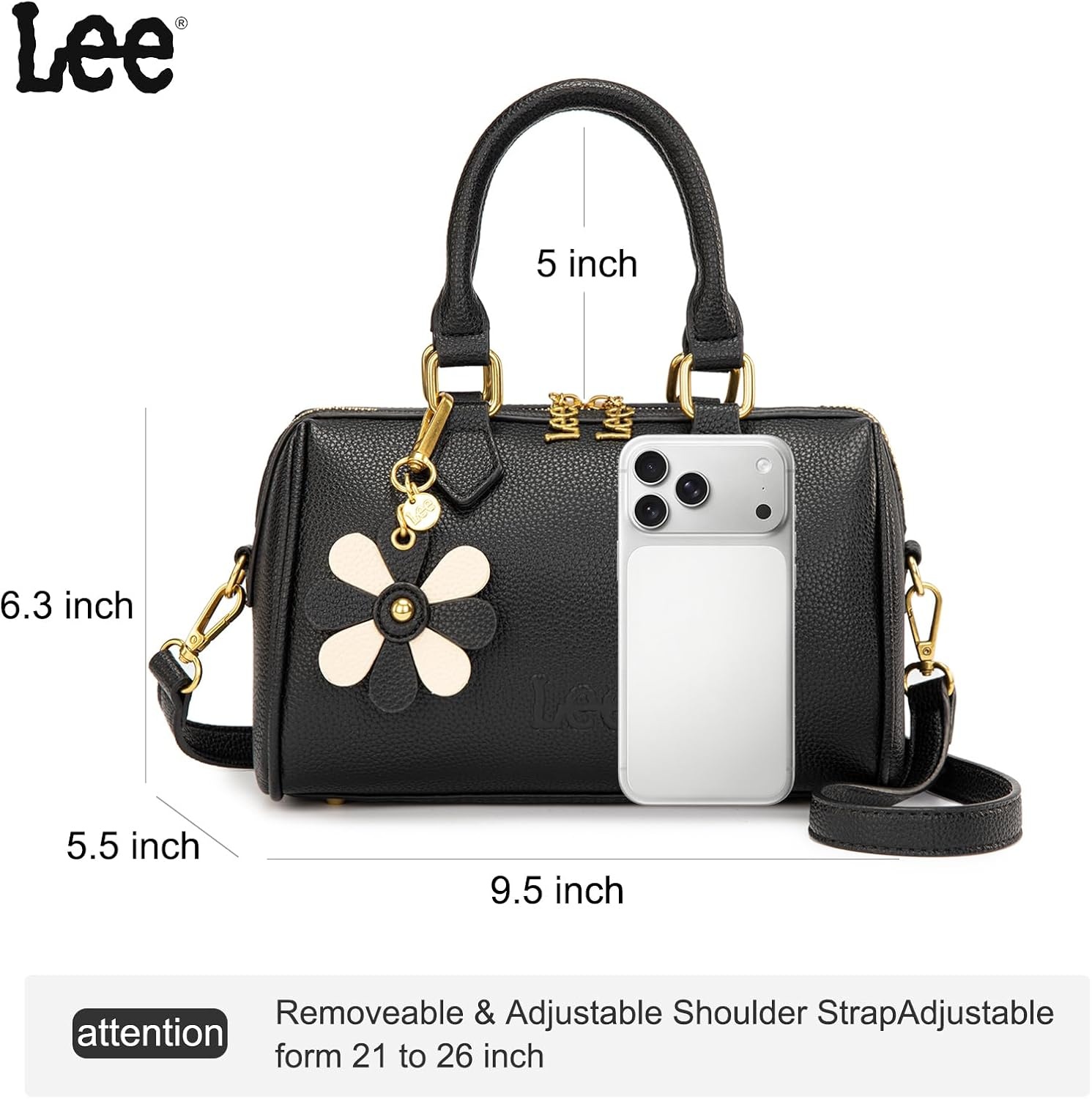 imageLee Satchel Purses for Women Small Top Handle Handbag Convertible Crossbody SatchelBlack