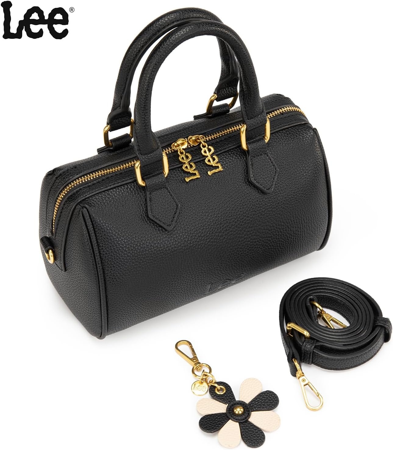 imageLee Satchel Purses for Women Small Top Handle Handbag Convertible Crossbody SatchelBlack