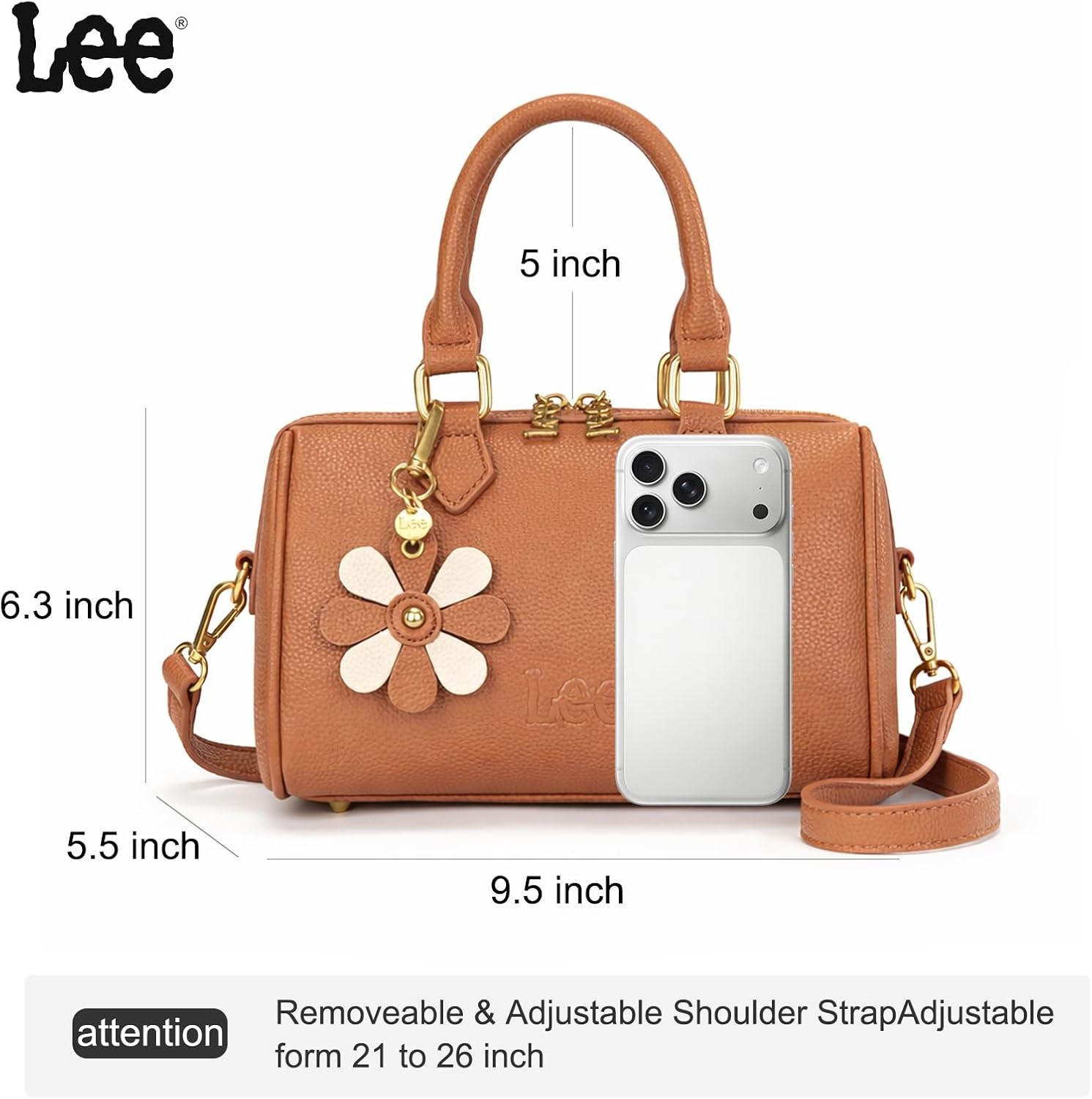 imageLee Satchel Purses for Women Small Top Handle Handbag Convertible Crossbody SatchelBrown