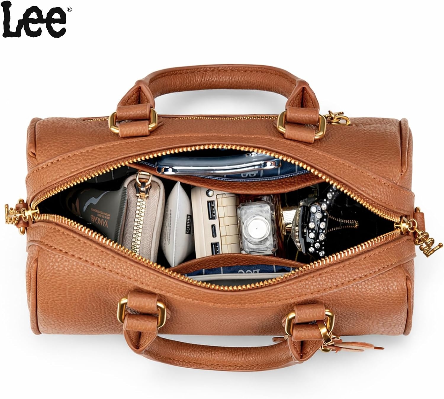 imageLee Satchel Purses for Women Small Top Handle Handbag Convertible Crossbody SatchelBrown