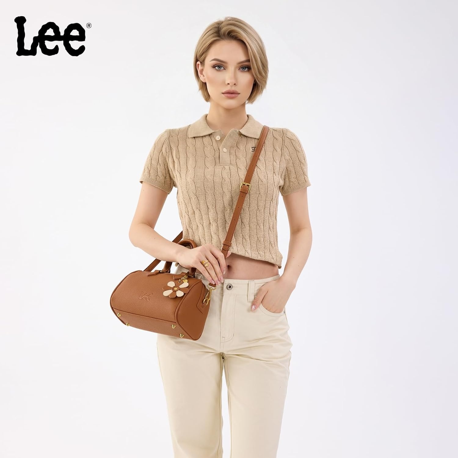 imageLee Satchel Purses for Women Small Top Handle Handbag Convertible Crossbody SatchelBrown