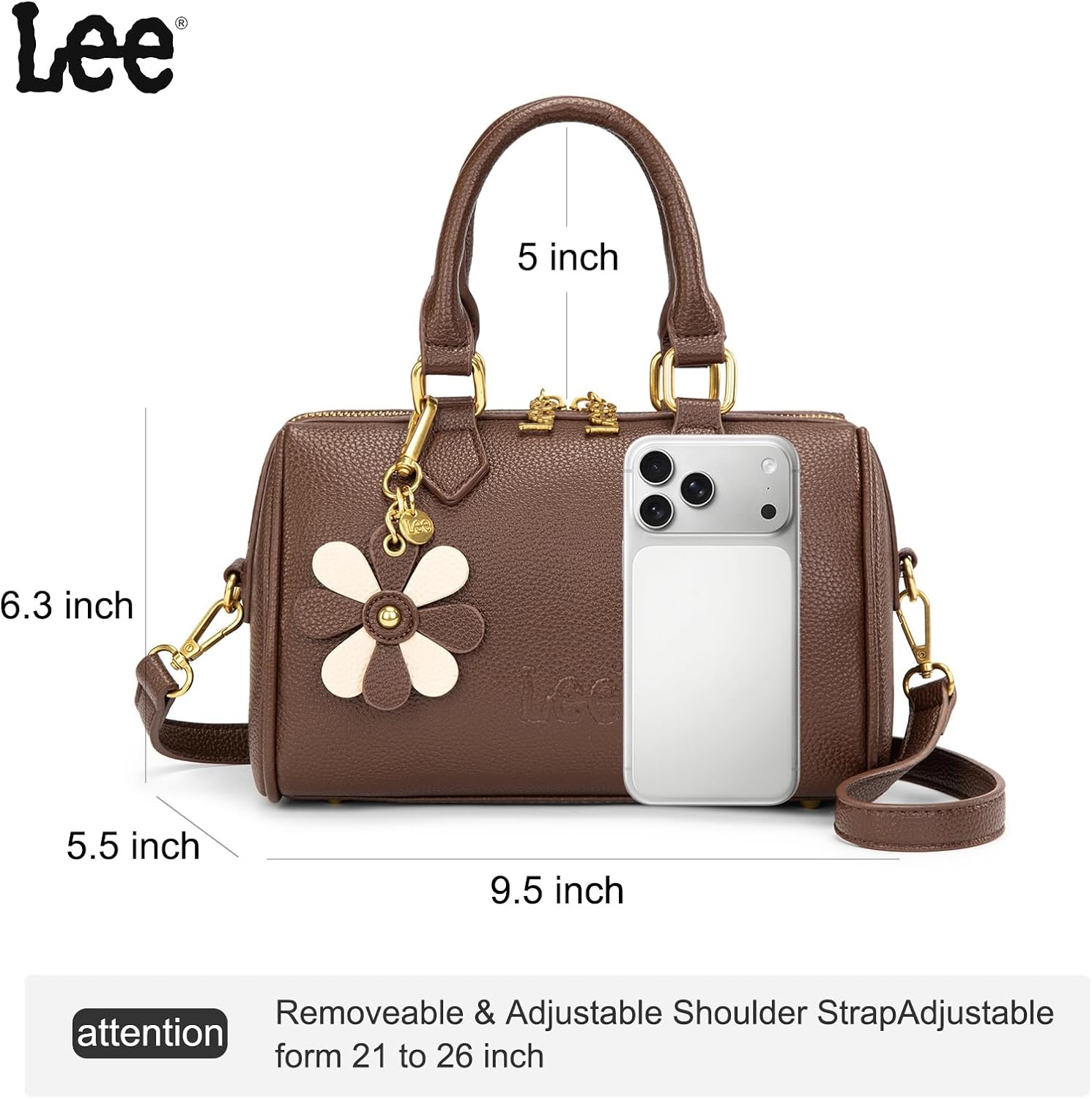 imageLee Satchel Purses for Women Small Top Handle Handbag Convertible Crossbody SatchelCoffee