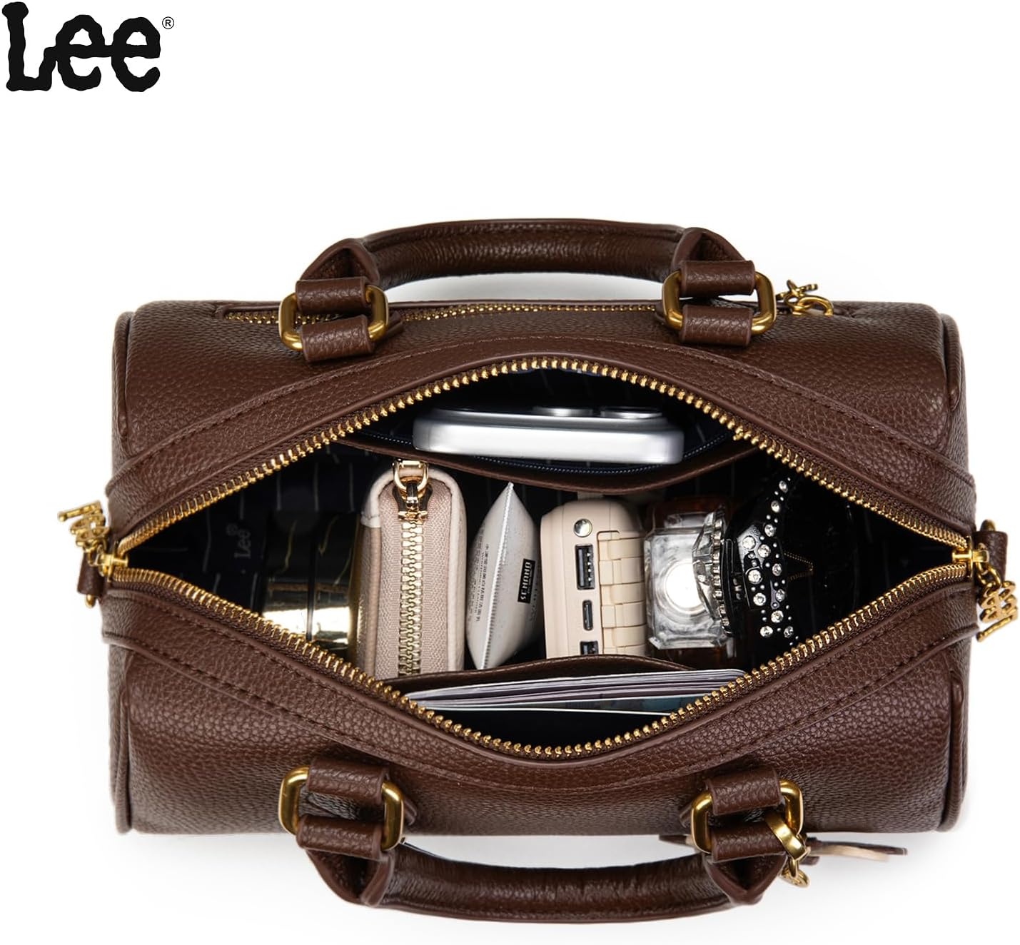 imageLee Satchel Purses for Women Small Top Handle Handbag Convertible Crossbody SatchelCoffee