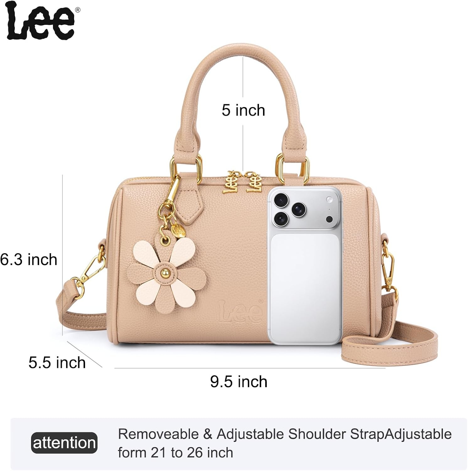imageLee Satchel Purses for Women Small Top Handle Handbag Convertible Crossbody SatchelKhaki