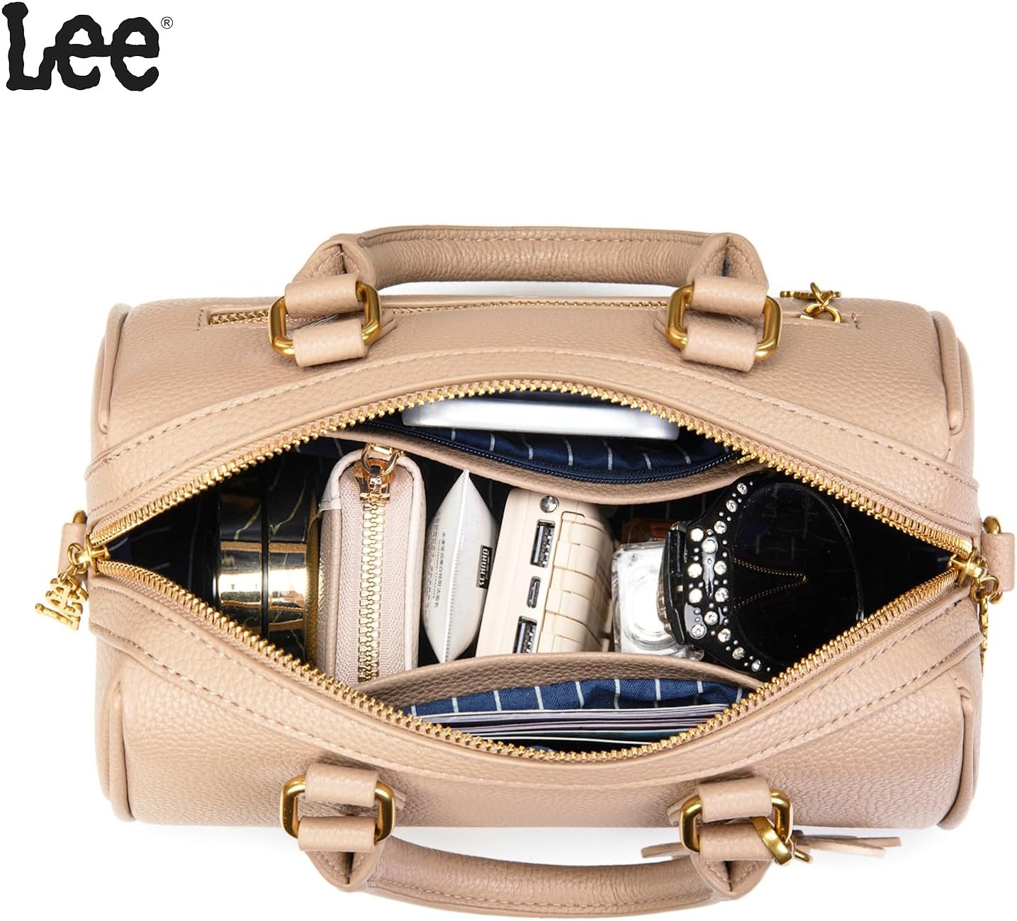 imageLee Satchel Purses for Women Small Top Handle Handbag Convertible Crossbody SatchelKhaki
