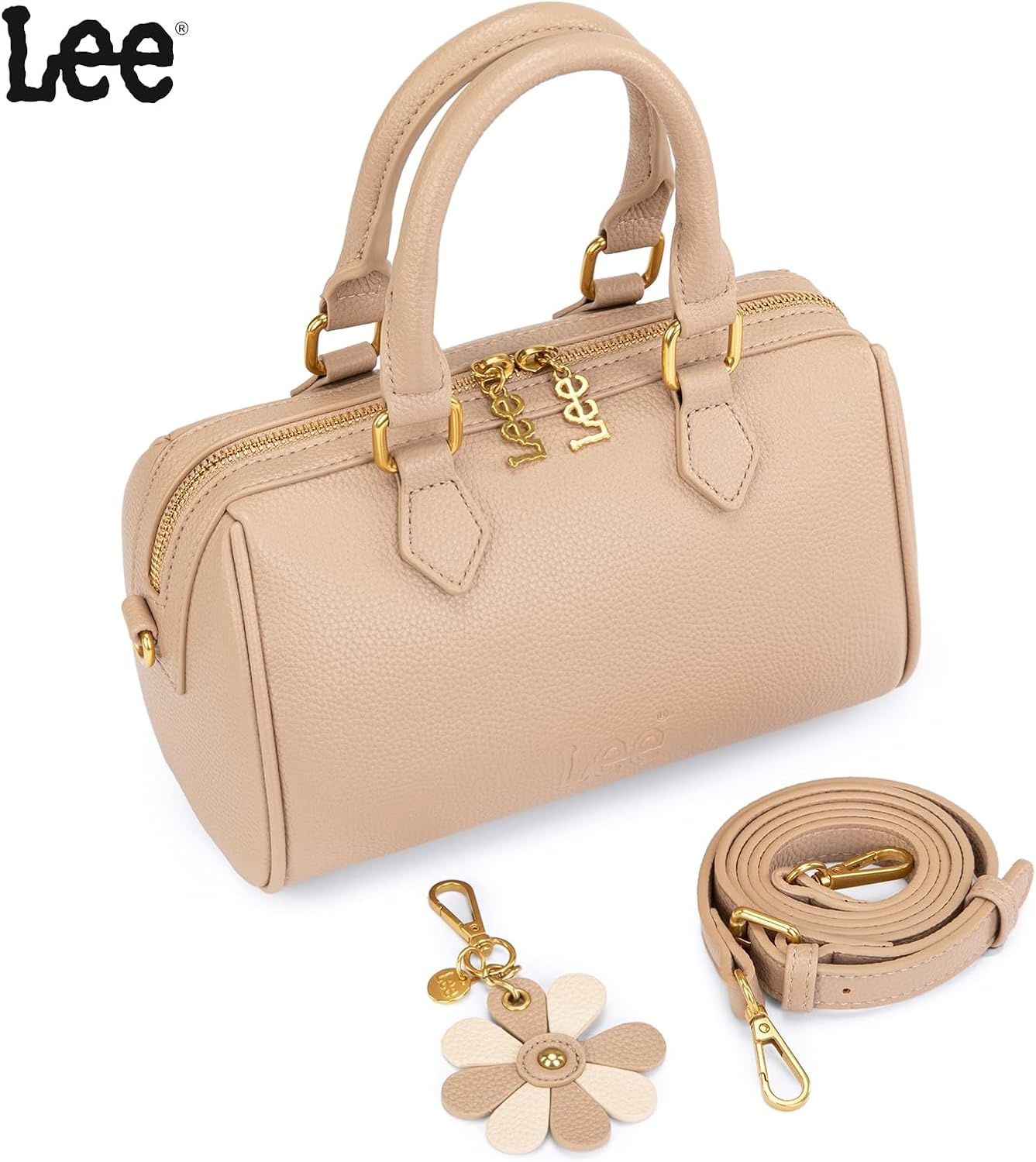 imageLee Satchel Purses for Women Small Top Handle Handbag Convertible Crossbody SatchelKhaki