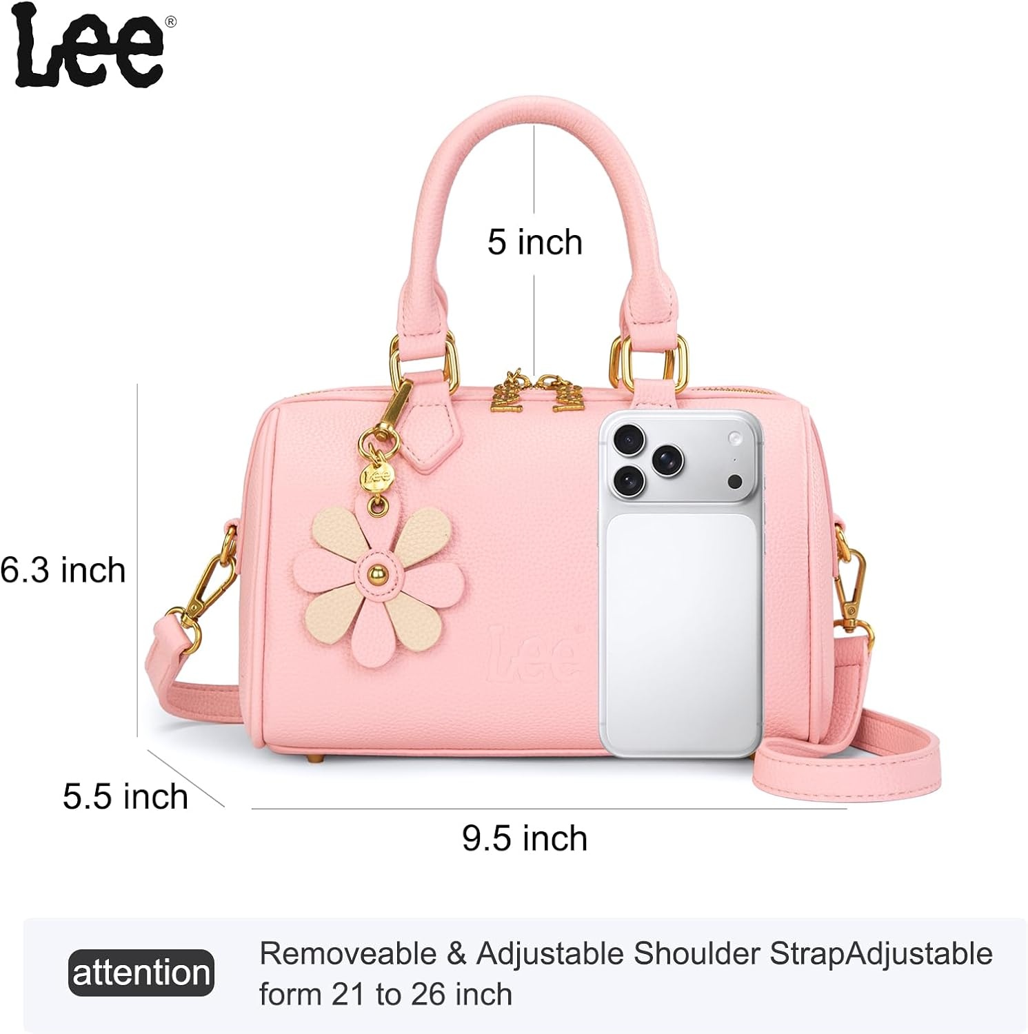 imageLee Satchel Purses for Women Small Top Handle Handbag Convertible Crossbody SatchelPink