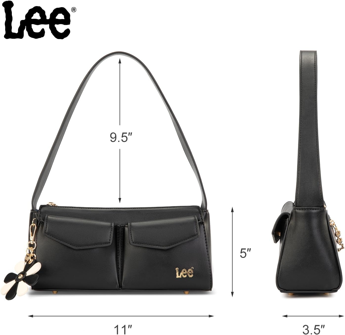 imageLee Shoulder Bag for Women Going Out Purse amp Handbags with Zipper Closure Trendy Top Handle for Casual Use Travel WorkBlack