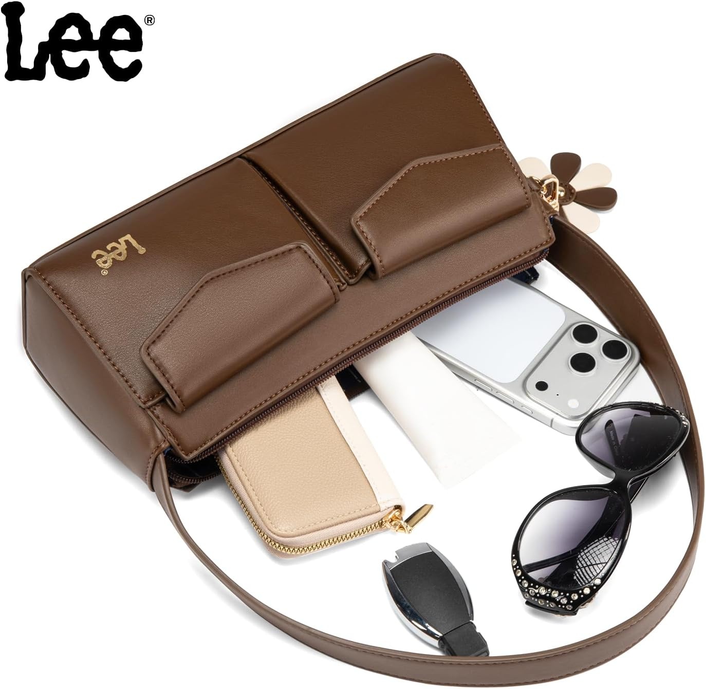 imageLee Shoulder Bag for Women Going Out Purse amp Handbags with Zipper Closure Trendy Top Handle for Casual Use Travel WorkCoffee