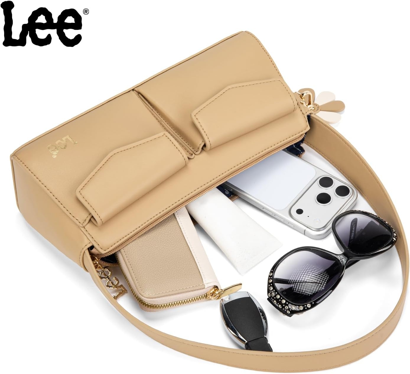 imageLee Shoulder Bag for Women Going Out Purse amp Handbags with Zipper Closure Trendy Top Handle for Casual Use Travel WorkTan