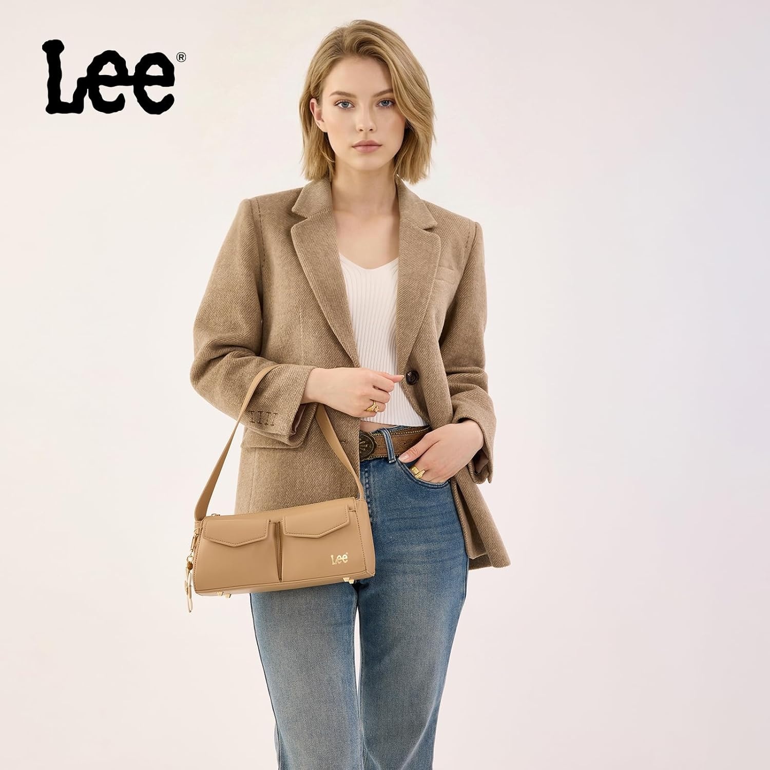 imageLee Shoulder Bag for Women Going Out Purse amp Handbags with Zipper Closure Trendy Top Handle for Casual Use Travel WorkTan